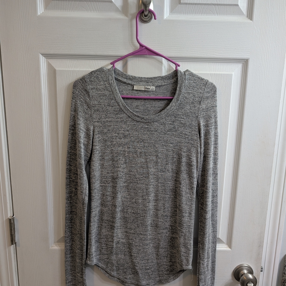 Wilfred Free Women's Grey Knit Long Sleeve Scoop Neck Diapason Pullover - Size S
